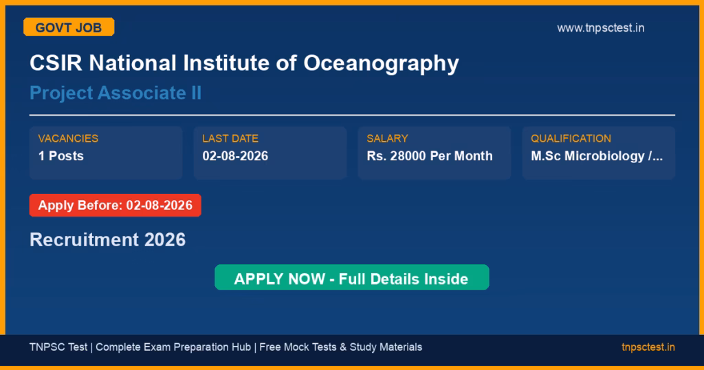 CSIR National Institute of Oceanography Project Associate II Recruitment 2026