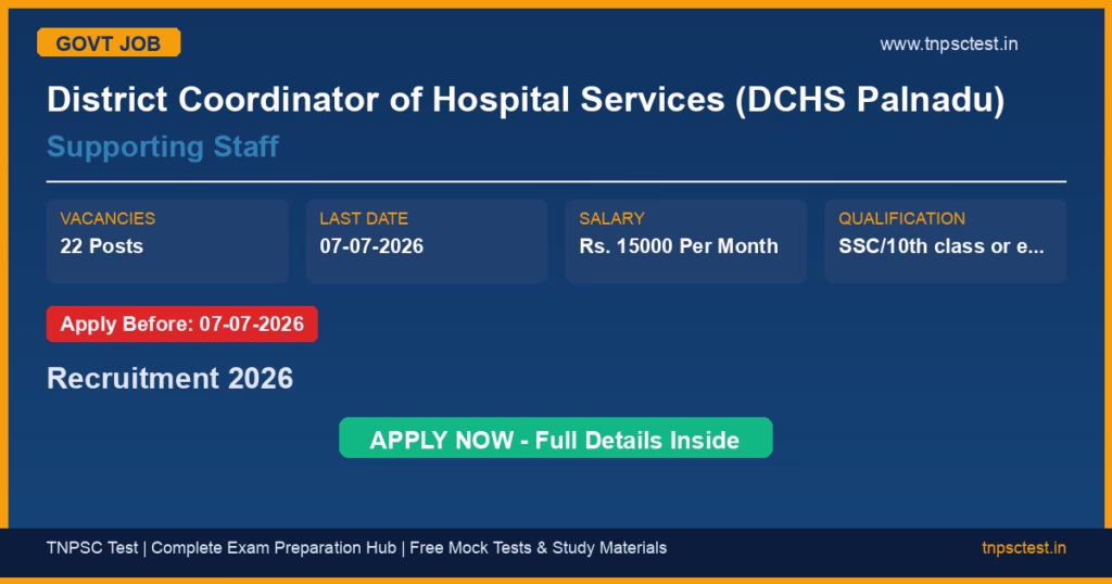 District Coordinator of Hospital Services (DCHS Palnadu) Supporting Staff Recruitment 2026