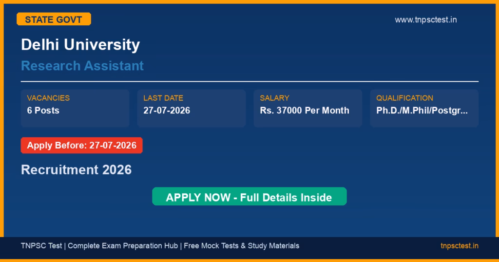 Delhi University Research Assistant Recruitment 2026