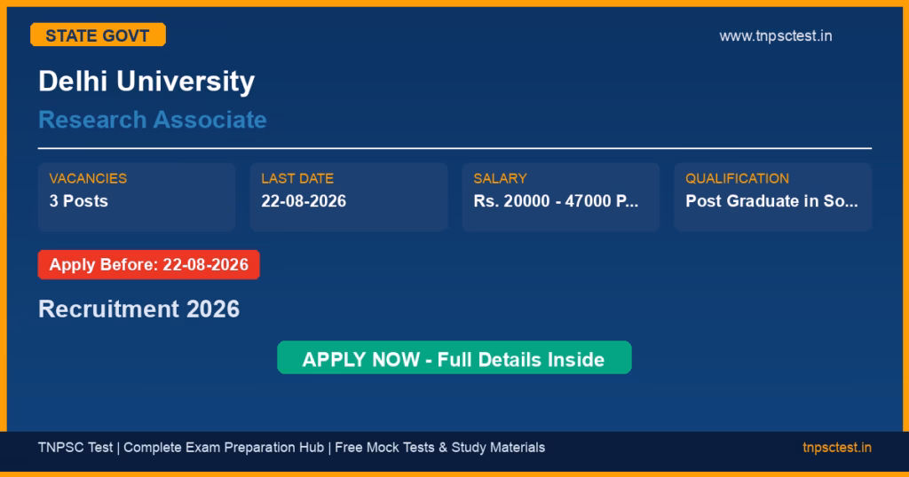Delhi University Research Associate Recruitment 2026