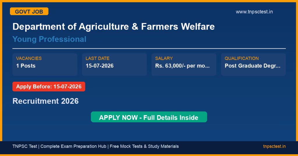Department of Agriculture & Farmers Welfare Young Professional Recruitment 2026