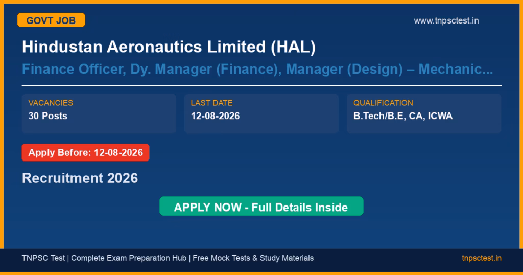 Hindustan Aeronautics Limited (HAL) Finance Officer, Dy. Manager (Finance), Manager (Design) – Mechanical/Electrical/Electronics Recruitment 2026
