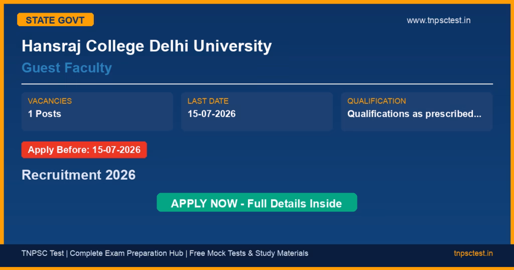 Hansraj College Delhi University Guest Faculty Recruitment 2026