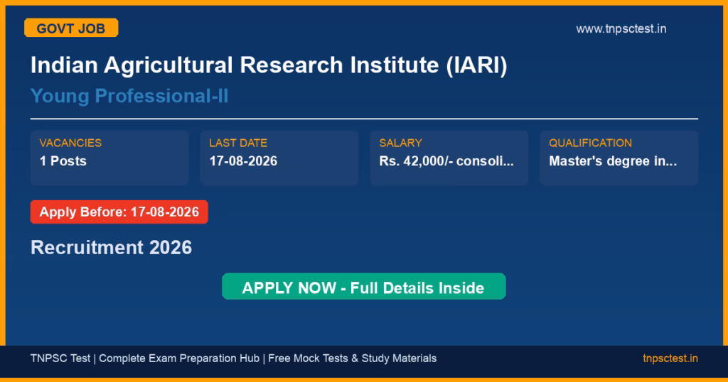 Indian Agricultural Research Institute (IARI) Young Professional-II Recruitment 2026
