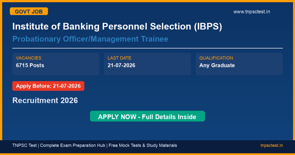 Institute of Banking Personnel Selection (IBPS) Probationary Officer/Management Trainee Recruitment 2026