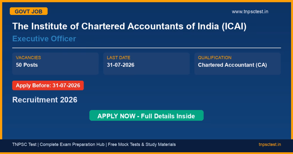 The Institute of Chartered Accountants of India (ICAI) Executive Officer Recruitment 2026