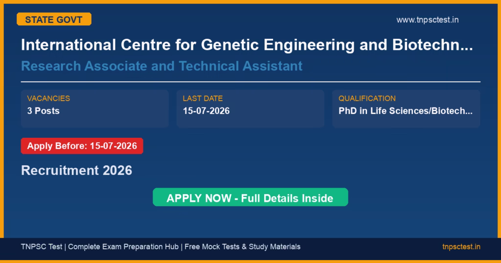 International Centre for Genetic Engineering and Biotechnology (ICGEB) Research Associate and Technical Assistant Recruitment 2026