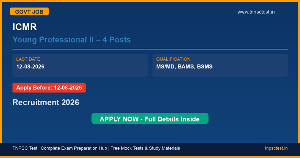 ICMR Young Professional II – 4 Posts Recruitment 2026