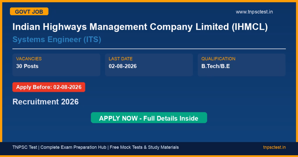 Indian Highways Management Company Limited (IHMCL) Systems Engineer (ITS) Recruitment 2026