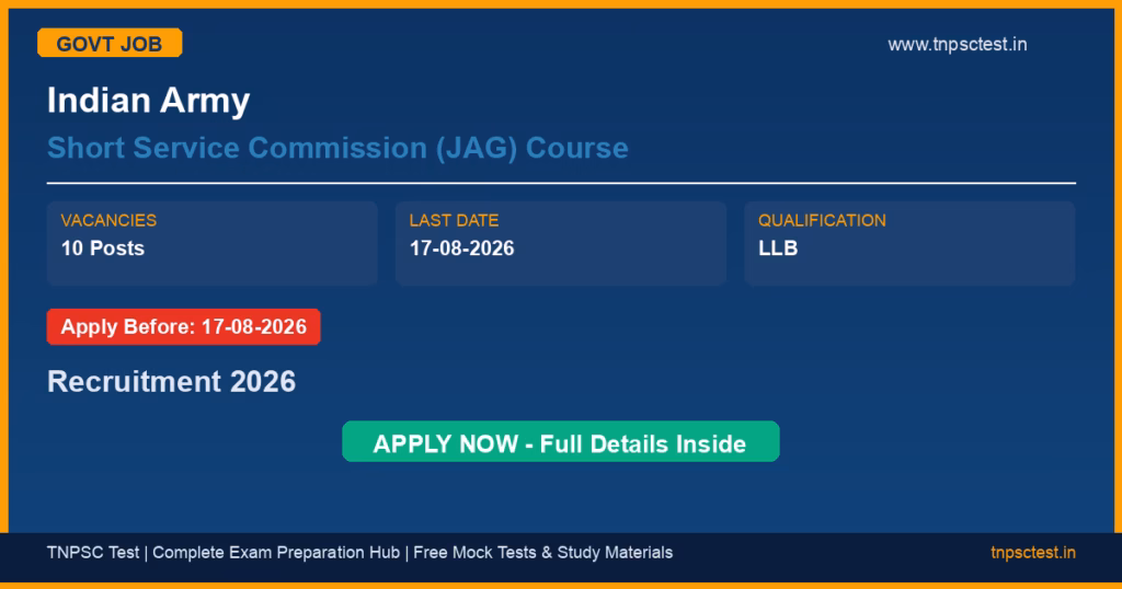 Indian Army Short Service Commission (JAG) Course Recruitment 2026