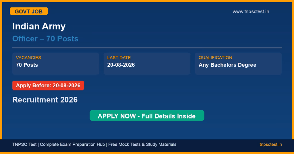 Indian Army Officer – 70 Posts Recruitment 2026
