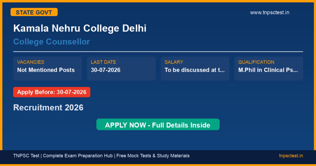 Kamala Nehru College Delhi College Counsellor Recruitment 2026