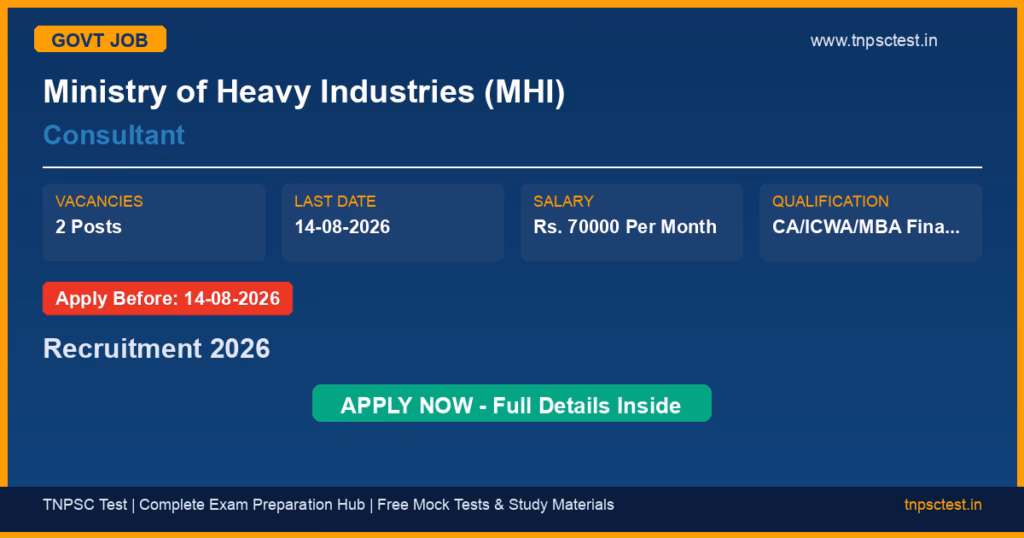 Ministry of Heavy Industries (MHI) Consultant Recruitment 2026