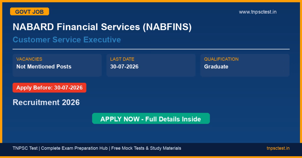 NABARD Financial Services (NABFINS) Customer Service Executive Recruitment 2026