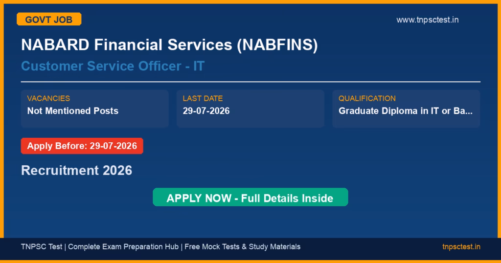 NABARD Financial Services (NABFINS) Customer Service Officer - IT Recruitment 2026