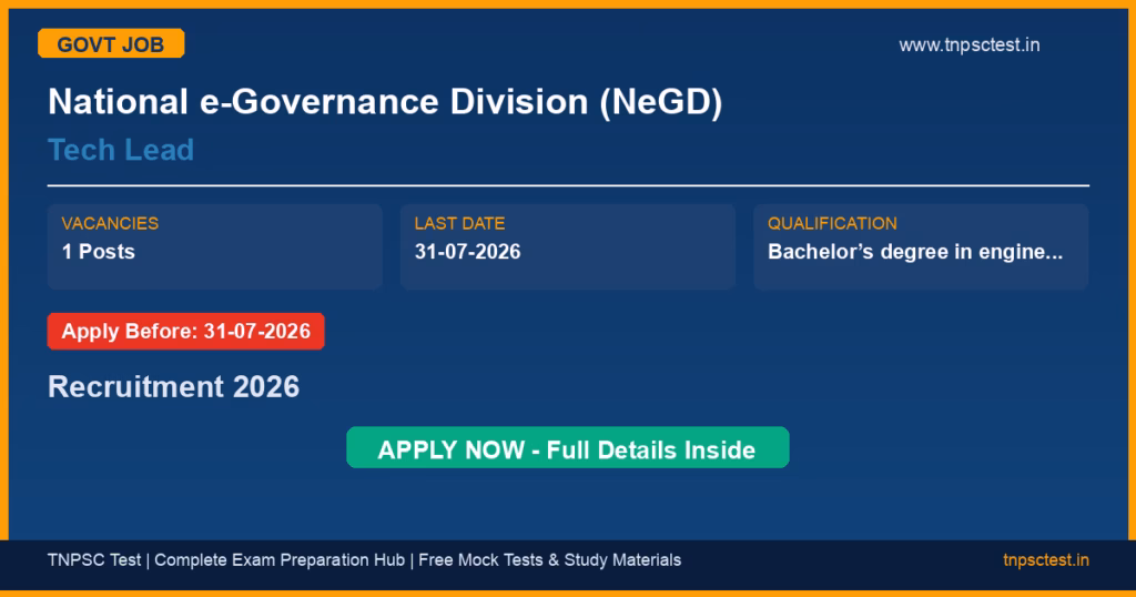 National e-Governance Division (NeGD) Tech Lead Recruitment 2026