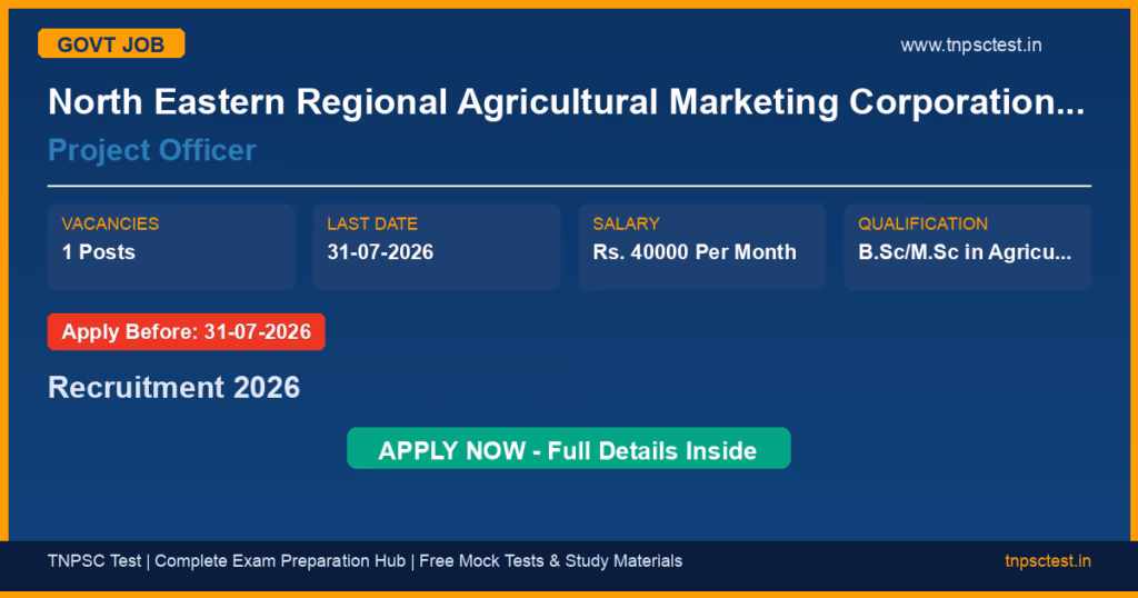 North Eastern Regional Agricultural Marketing Corporation (NERAMAC) Project Officer Recruitment 2026