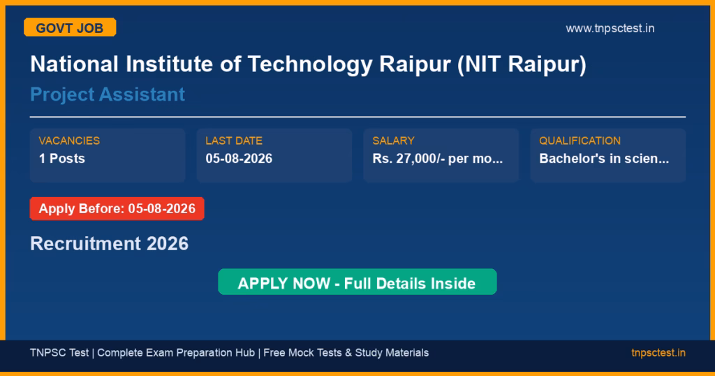 National Institute of Technology Raipur (NIT Raipur) Project Assistant Recruitment 2026