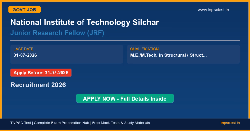 National Institute of Technology Silchar Junior Research Fellow (JRF) Recruitment 2026