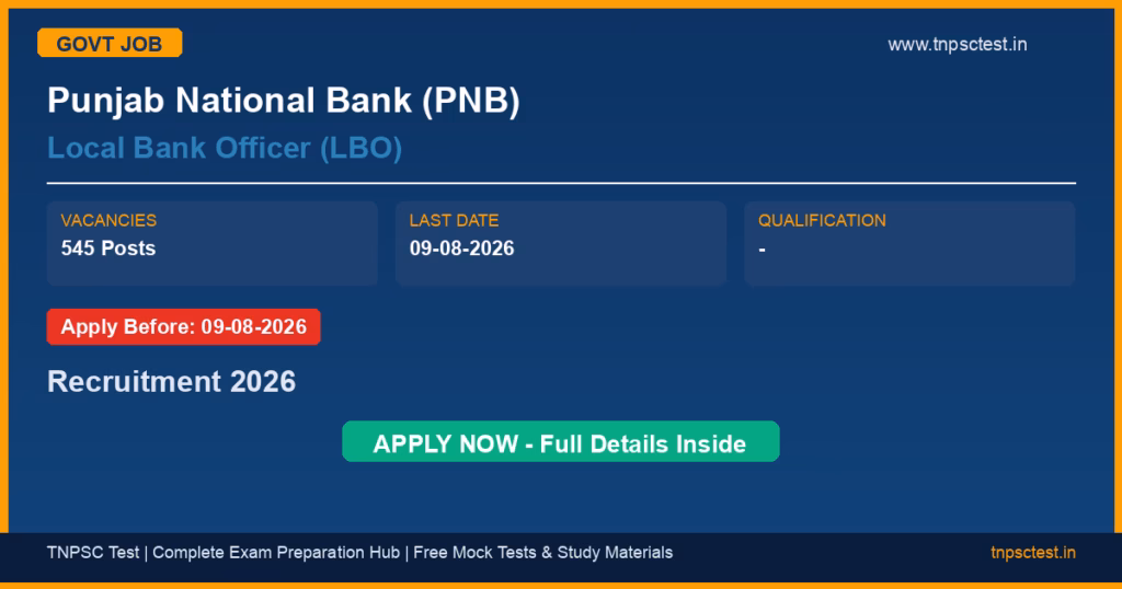 Punjab National Bank (PNB) Local Bank Officer (LBO) Recruitment 2026