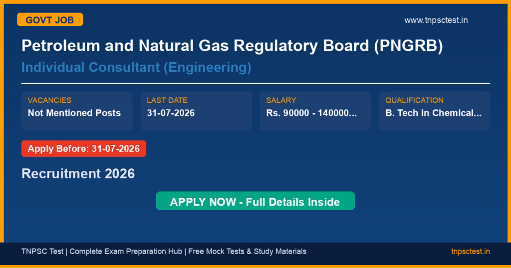 Petroleum and Natural Gas Regulatory Board (PNGRB) Individual Consultant (Engineering) Recruitment 2026