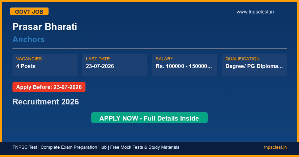 Prasar Bharati Anchors Recruitment 2026