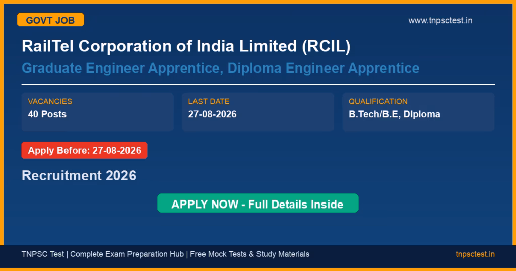 RailTel Corporation of India Limited (RCIL) Graduate Engineer Apprentice, Diploma Engineer Apprentice Recruitment 2026