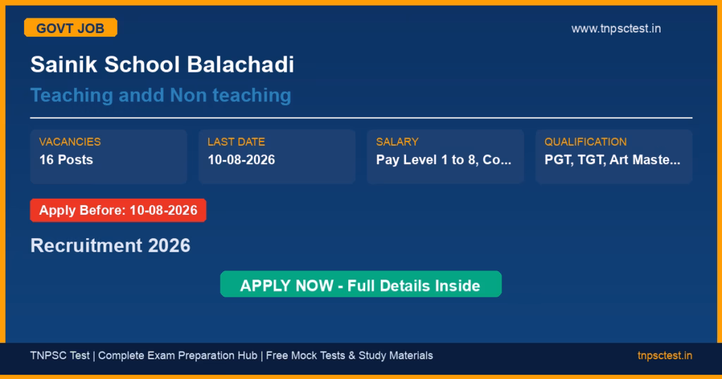 Sainik School Balachadi Teaching andd Non teaching Recruitment 2026