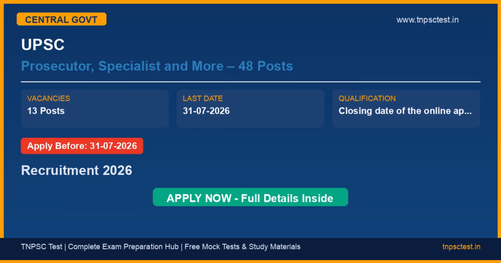 UPSC Prosecutor, Specialist and More – 48 Posts Recruitment 2026