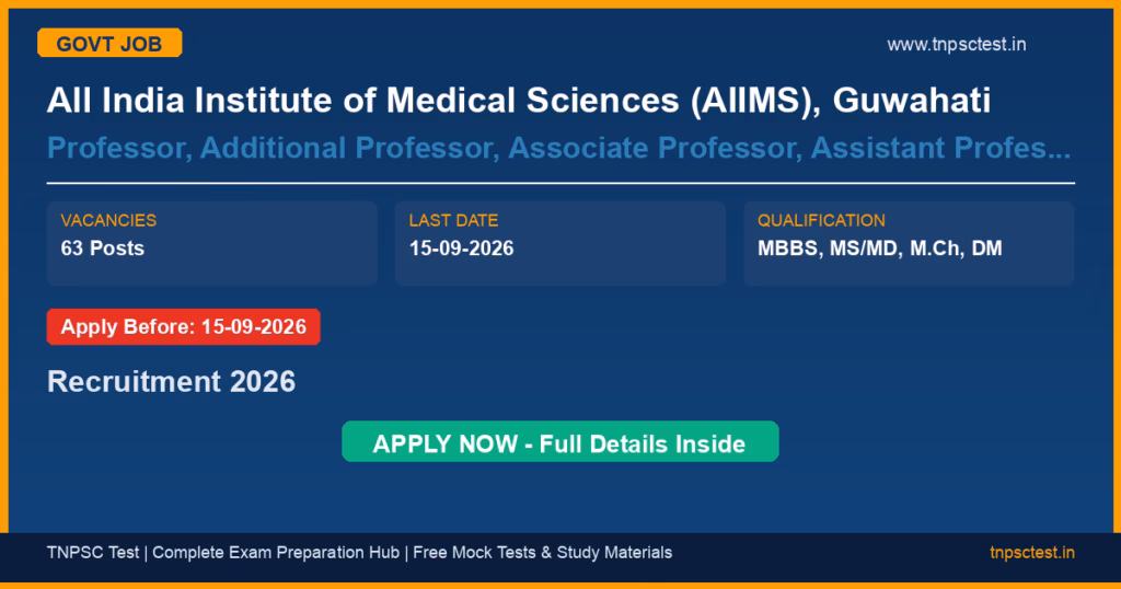 All India Institute of Medical Sciences (AIIMS), Guwahati Professor, Additional Professor, Associate Professor, Assistant Professor Recruitment 2026