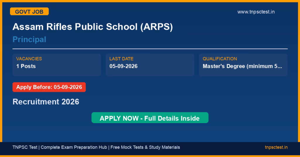 Assam Rifles Public School (ARPS) Principal Recruitment 2026