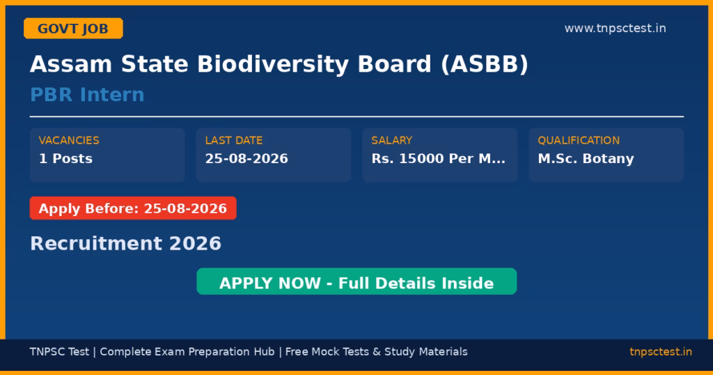 Assam State Biodiversity Board (ASBB) PBR Intern Recruitment 2026