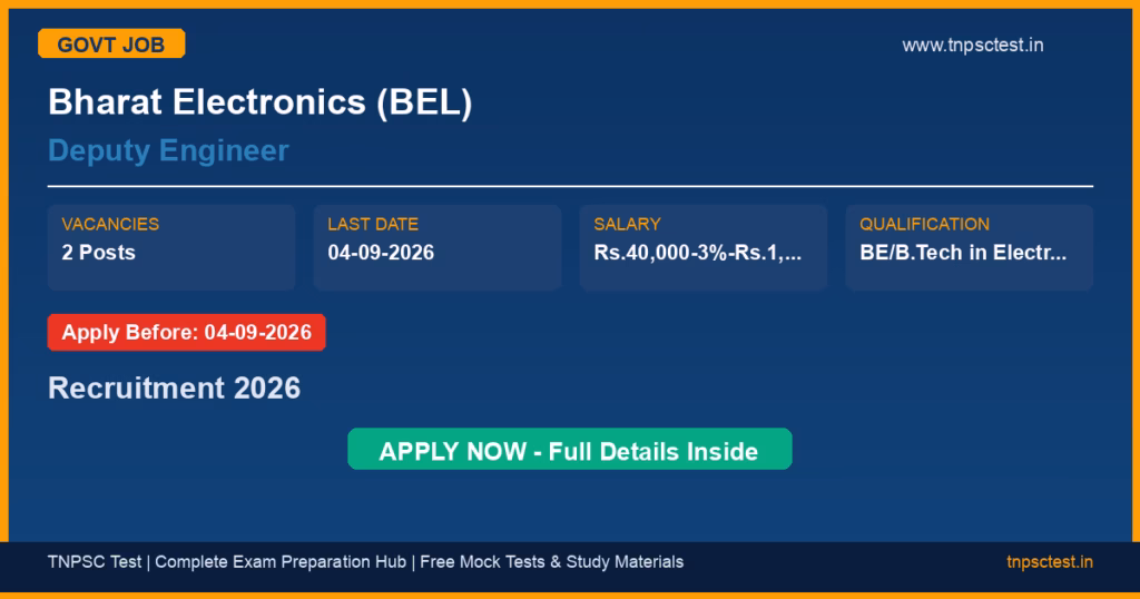Bharat Electronics (BEL) Deputy Engineer Recruitment 2026