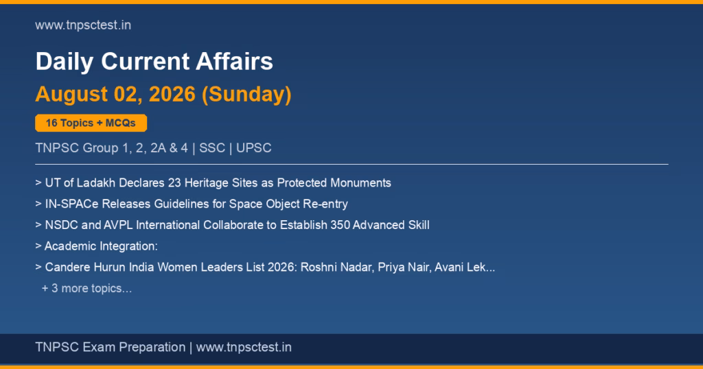 TNPSC Daily Current Affairs August 02, 2026 banner