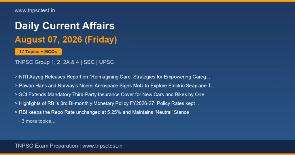TNPSC Daily Current Affairs August 07, 2026 banner