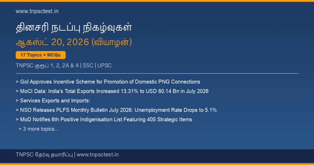 TNPSC நடப்பு நிகழ்வுகள் August 20, 2026 banner