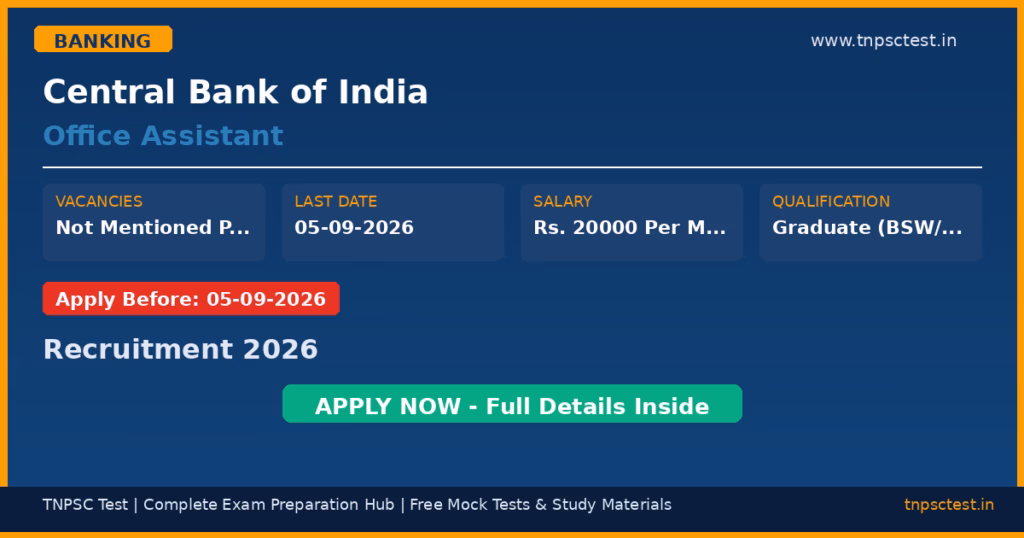 Central Bank of India Office Assistant Recruitment 2026