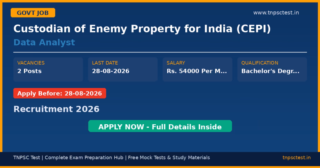 Custodian of Enemy Property for India (CEPI) Data Analyst Recruitment 2026