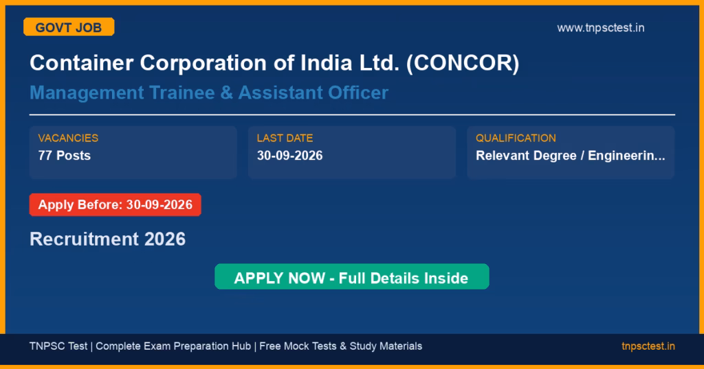 Container Corporation of India Ltd. (CONCOR) Management Trainee & Assistant Officer Recruitment 2026