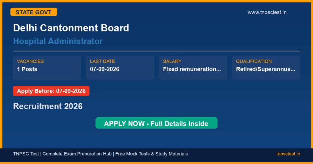 Delhi Cantonment Board Hospital Administrator Recruitment 2026