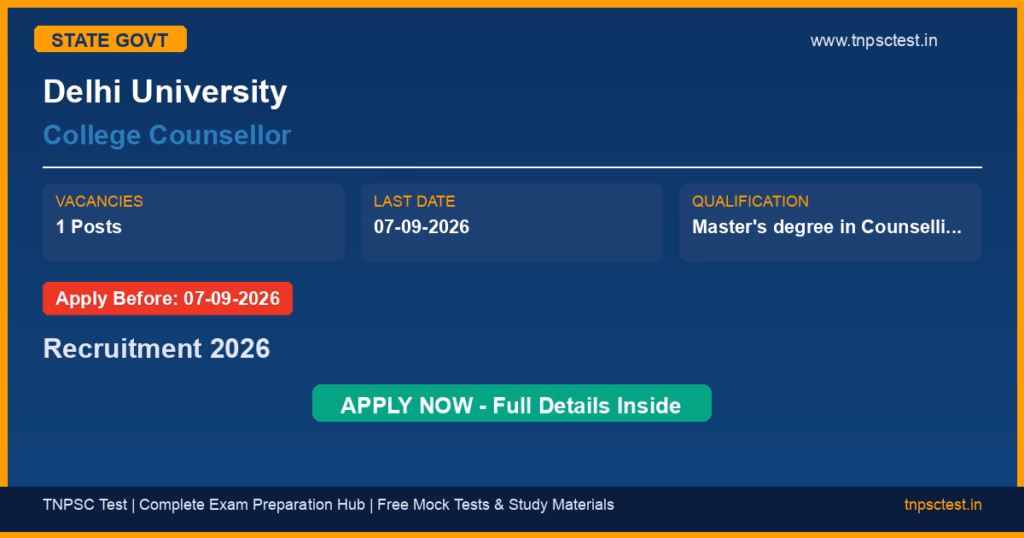 Delhi University College Counsellor Recruitment 2026