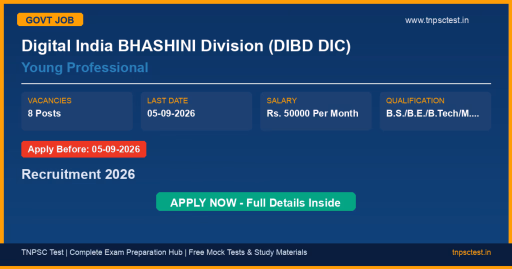 Digital India BHASHINI Division (DIBD DIC) Young Professional Recruitment 2026