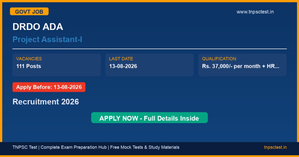 DRDO ADA Project Assistant-I Recruitment 2026
