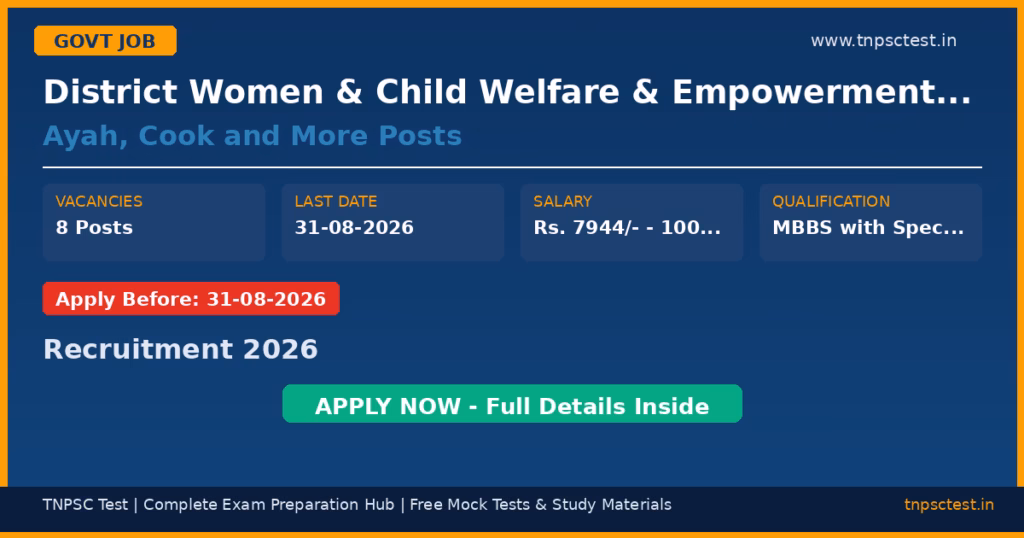 District Women & Child Welfare & Empowerment Office Eluru Ayah, Cook and More Posts Recruitment 2026