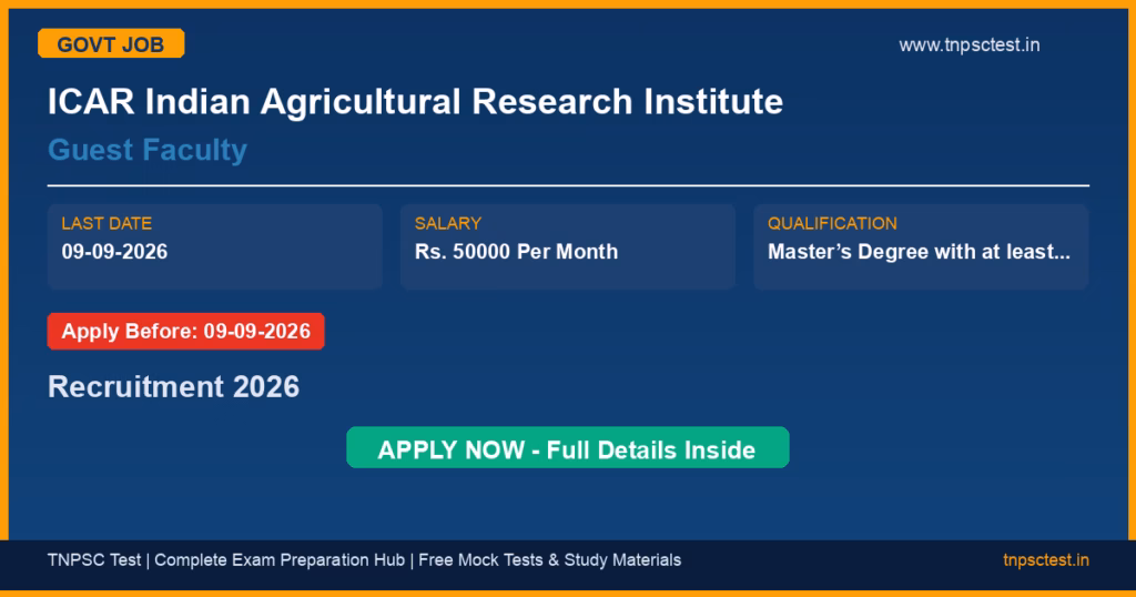 ICAR Indian Agricultural Research Institute Guest Faculty Recruitment 2026