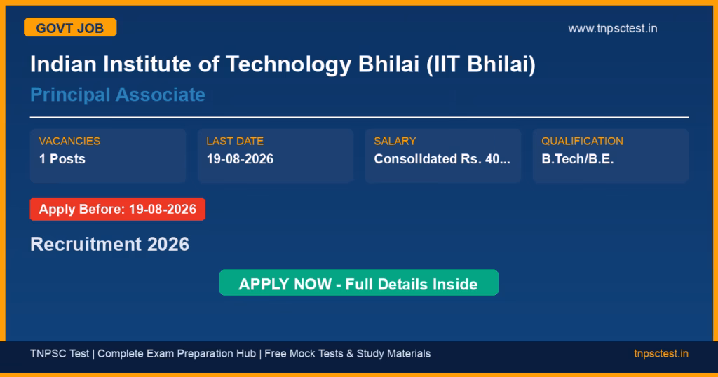 Indian Institute of Technology Bhilai (IIT Bhilai) Principal Associate Recruitment 2026