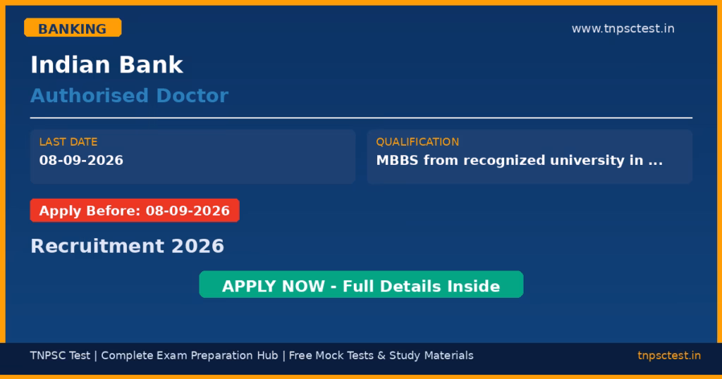 Indian Bank Authorised Doctor Recruitment 2026