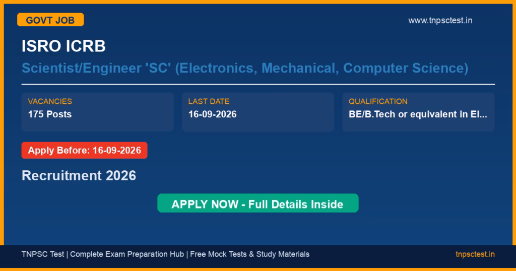 ISRO ICRB Scientist/Engineer 'SC' (Electronics, Mechanical, Computer Science) Recruitment 2026