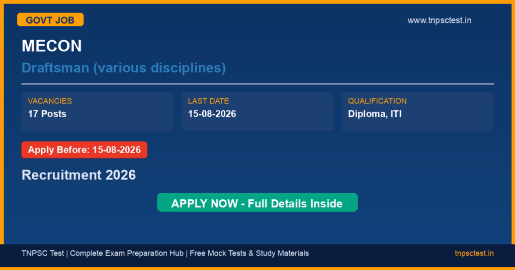 MECON Draftsman (various disciplines) Recruitment 2026