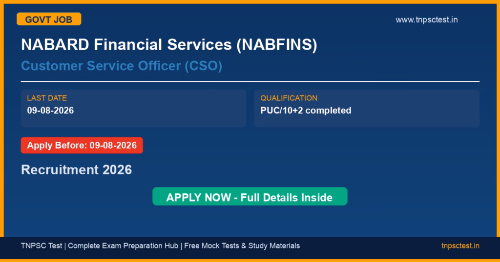 NABARD Financial Services (NABFINS) Customer Service Officer (CSO) Recruitment 2026